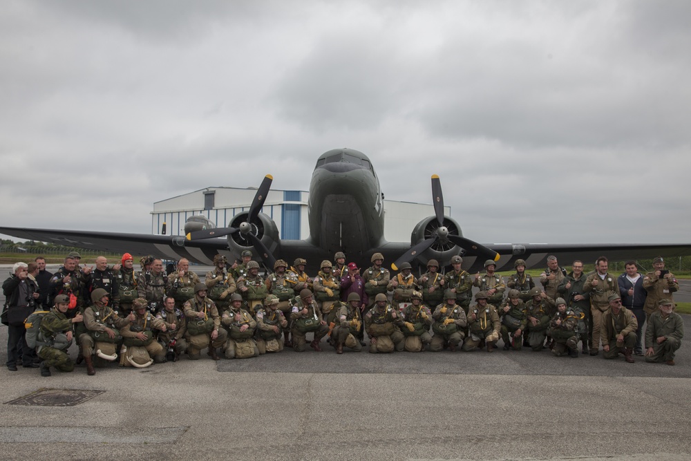 Round Canopy Parachute Team Normandy Jump