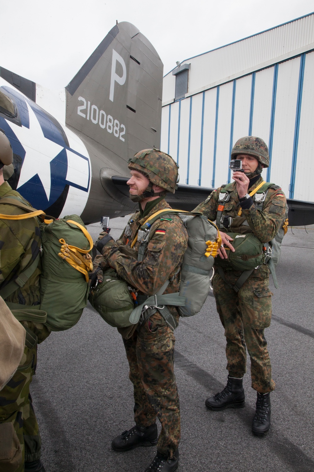 Round Canopy Parachute Team Normandy Jump