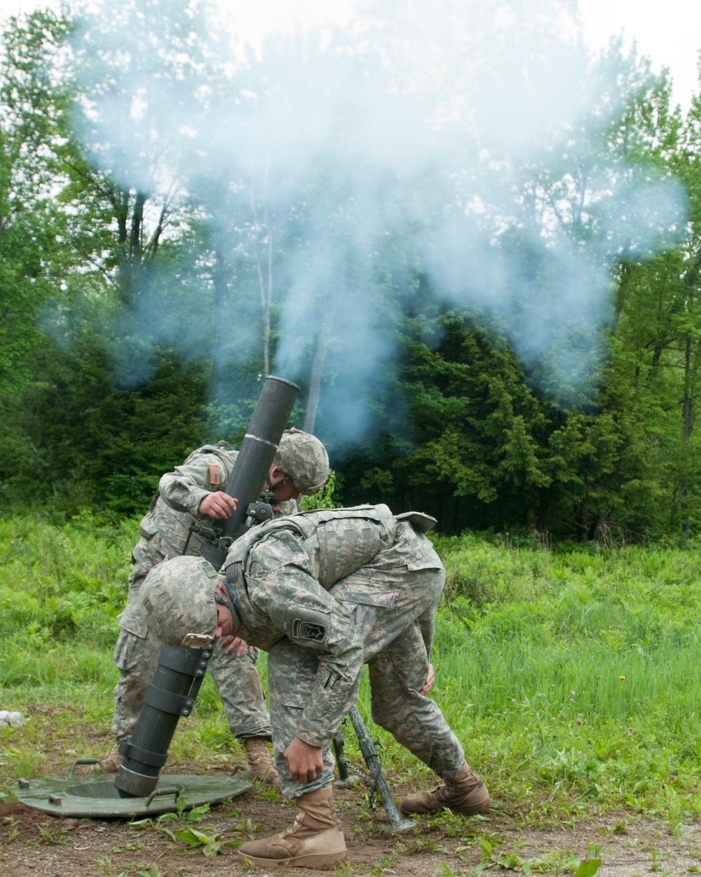 Soldiers Fire 120-mm Mortar