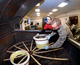 Wheel shop airmen create process improvement for F-35 tire change