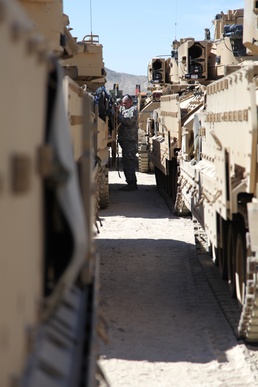 Minnesota National Guard; 1st Armored Brigade Combat Team; 34th Infantry Division; Red Bulls; National Training Center; Fort Irwin; California; NTC; Mojave Desert; Death Valley; Force-on-force maneuver; Rotational Unit Bivouac Area; RUBA; The Box;