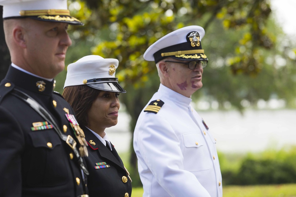 US Marines and other Service member participate in the 2016 Beaufort Memorial Day Parade.