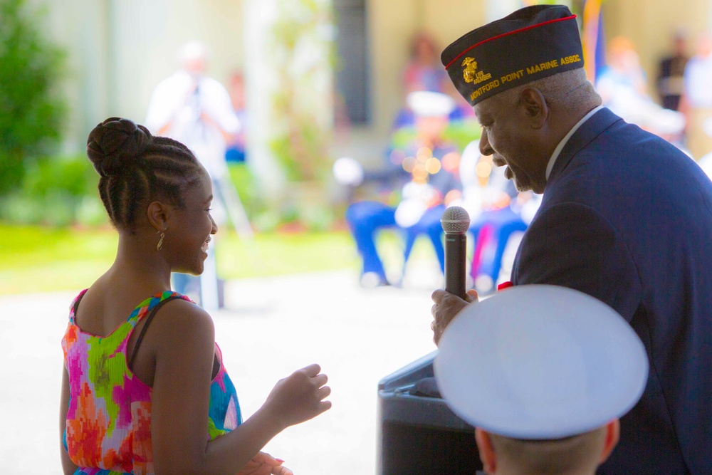 US Marines and other Service member participate in the 2016 Beaufort Memorial Day Parade.