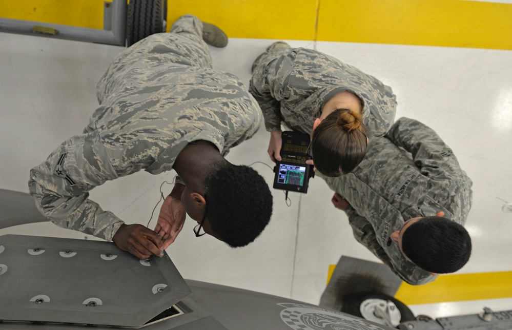 33rd FW nondestructive inspection Airmen inspect F-35