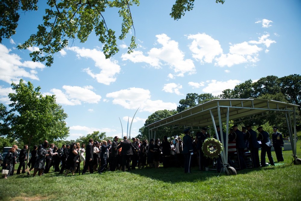 The graveside service for 2nd. Lt. Malvin Greston &quot;Marvelous Mal&quot; Whitfield, Tuskegee Airman and five-time Olympic medalist, at Arlington National Cemetery