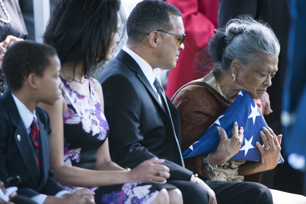 The graveside service for 2nd. Lt. Malvin Greston &quot;Marvelous Mal&quot; Whitfield, Tuskegee Airman and five-time Olympic medalist, at Arlington National Cemetery