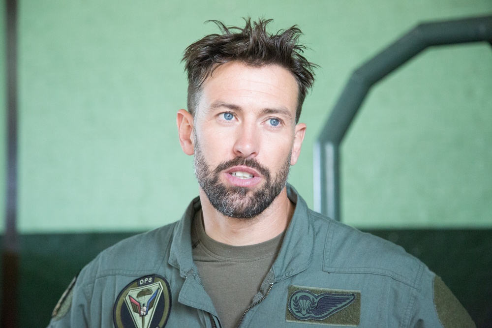 U.S. Army paratroopers jump from a balloon in Belgium