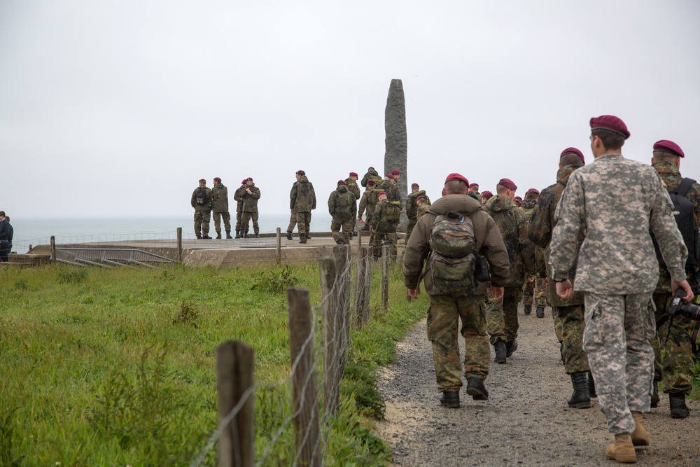 U.S. and German Soldiers visit Pointe du Hoc together