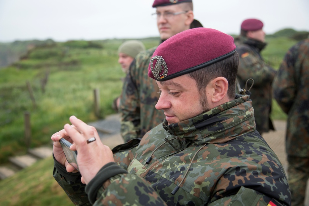 U.S. and German Soldiers visit Pointe du Hoc together