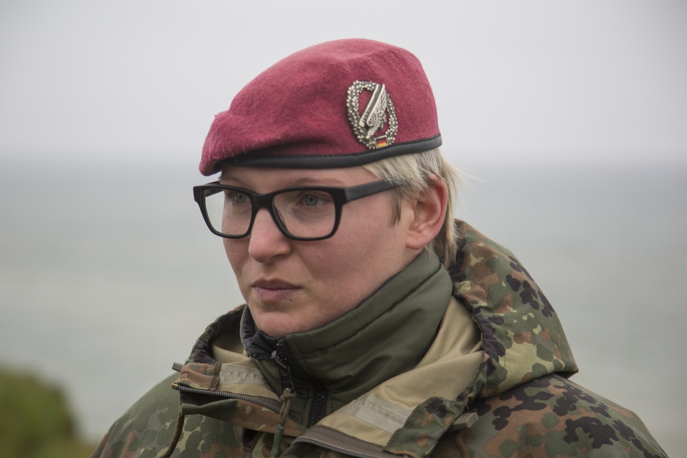 U.S. and German Soldiers visit Pointe du Hoc together