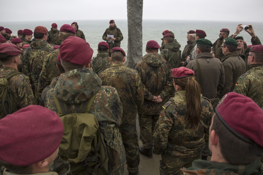 U.S. and German Soldiers visit Pointe du Hoc together