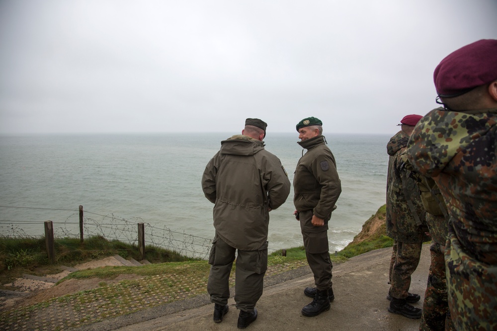 U.S. and German Soldiers visit Pointe du Hoc together