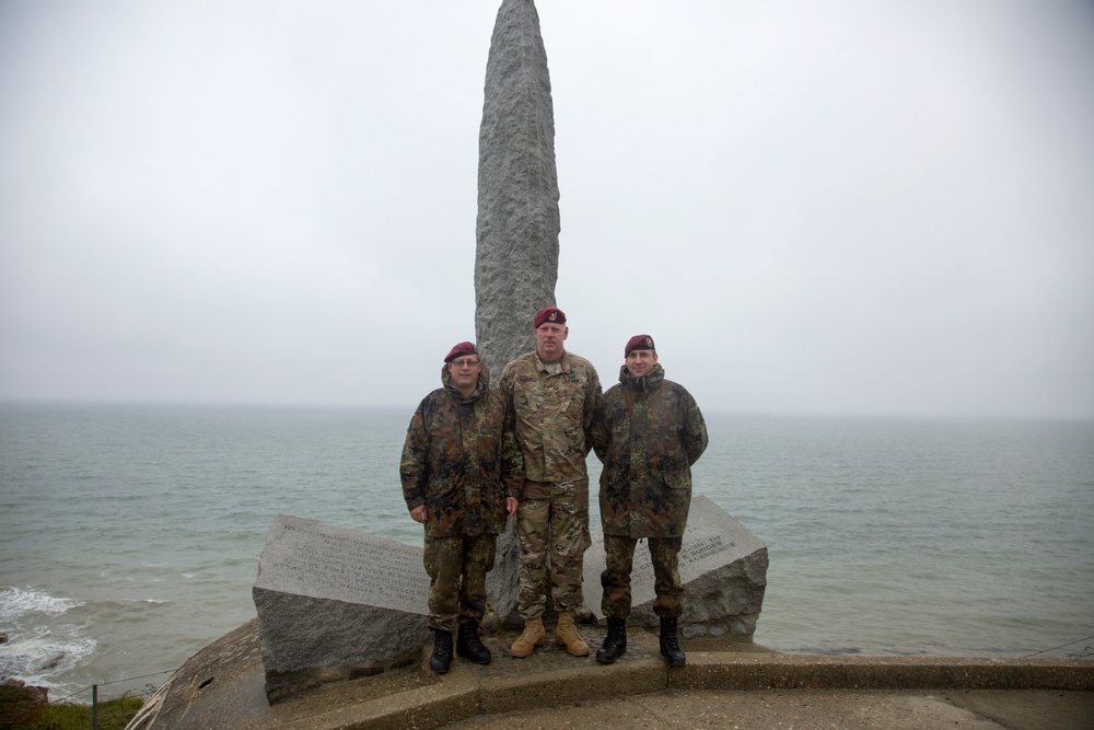 U.S. and German Soldiers visit Pointe du Hoc together