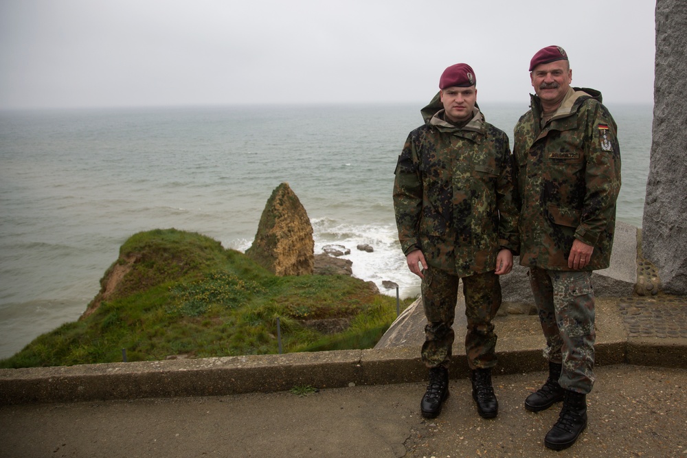 U.S. and German Soldiers visit Pointe du Hoc together