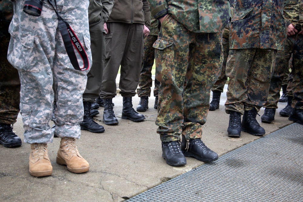 U.S. and German Soldiers visit Pointe du Hoc together