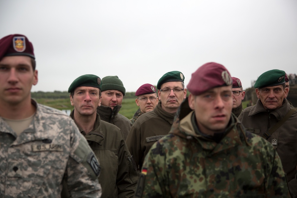 U.S. and German Soldiers visit Pointe du Hoc together