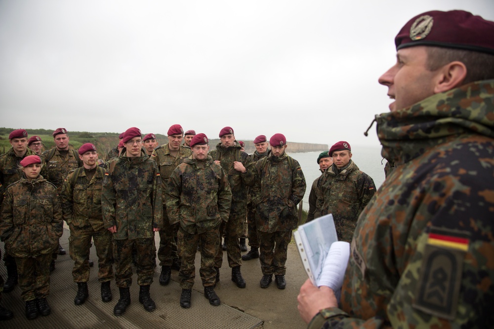 U.S. and German Soldiers visit Pointe du Hoc together