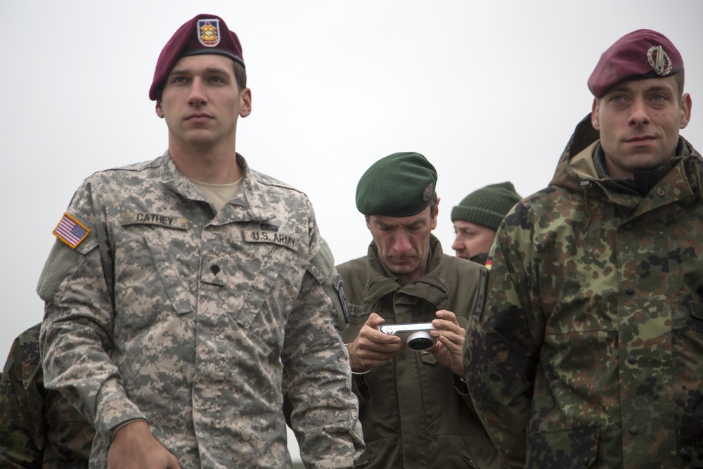 U.S. and German Soldiers visit Pointe du Hoc together