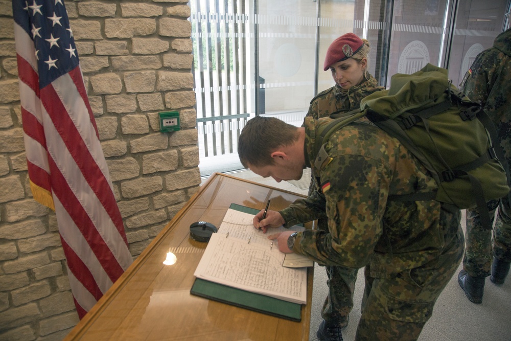 U.S. and German Soldiers visit Pointe du Hoc together