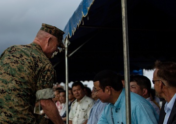 Col. Sean McBride says goodbye to local Okinawan friends