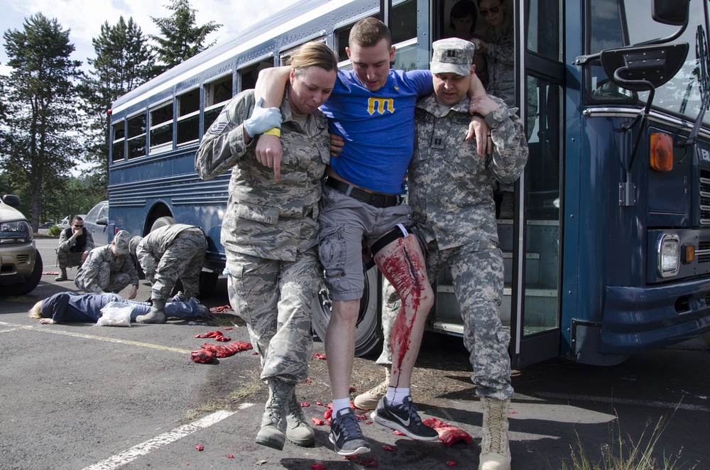 Air Guardsmen respond to simulated mass casualty incident