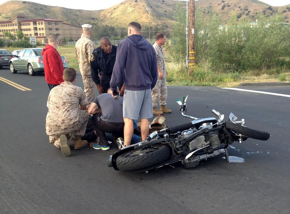 All in a Day’s Work; 1st MLG Sailors respond to motorcycle accident