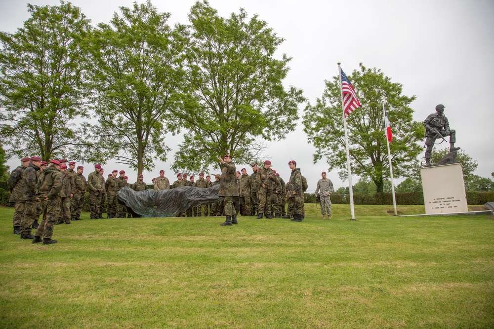 U.S. Army and German paratroopers visit Iron Mike Memorial together