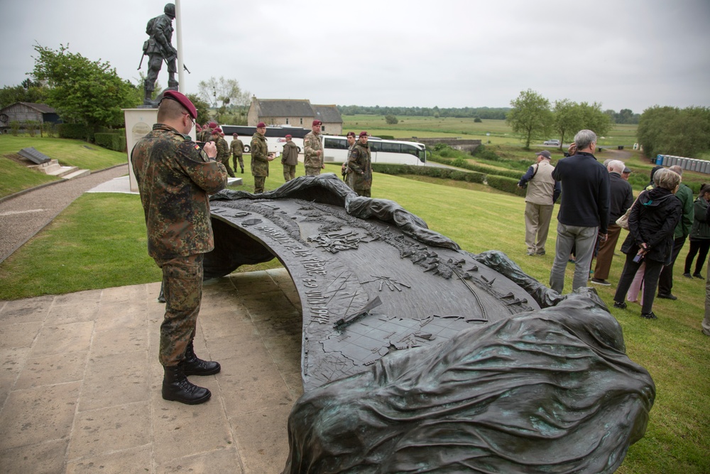 U.S. Army and German paratroopers visit Iron Mike Memorial together
