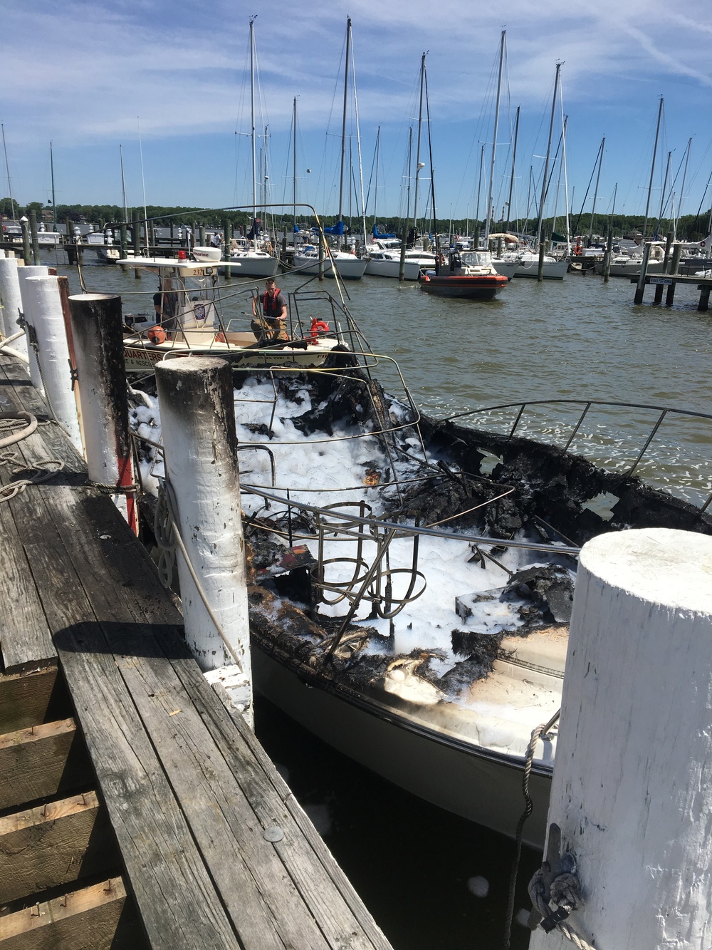 Coast Guard responds to boat fire at Bowley's Marina
