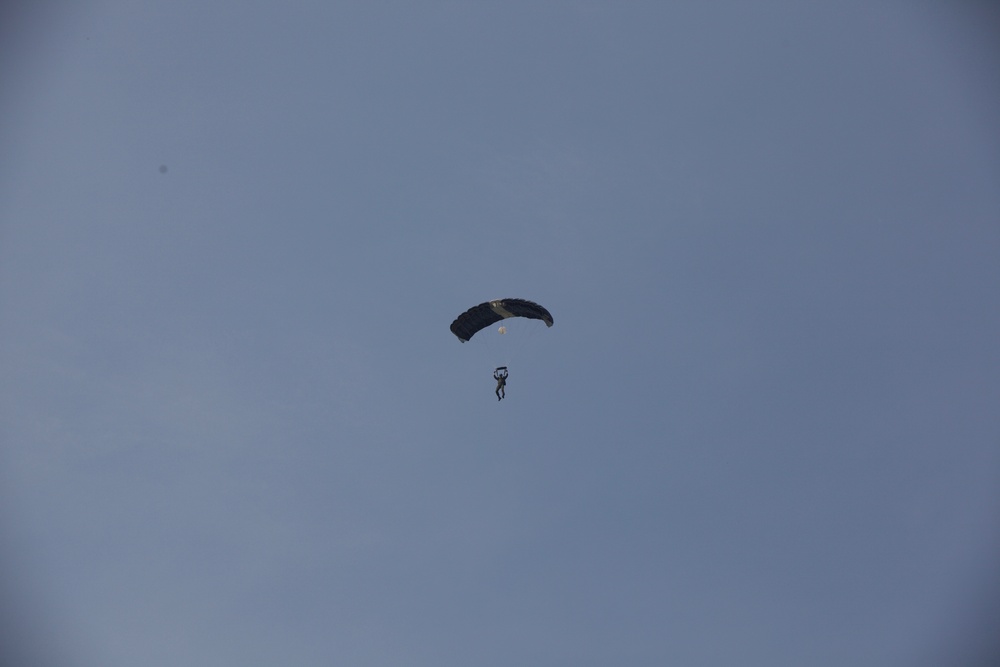 U.S. ARMY PARATROOPERS JUMP FROM A BALLOON IN BELGIUM