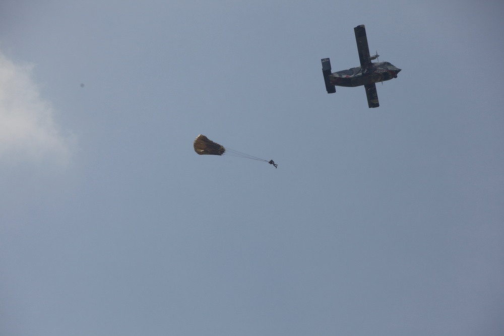 U.S. ARMY PARATROOPERS JUMP FROM A BALLOON IN BELGIUM