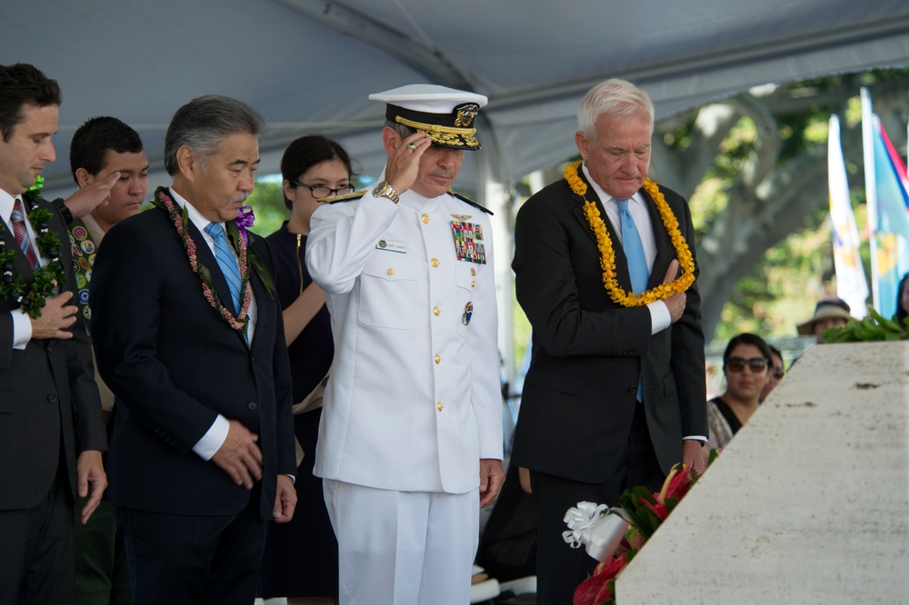 ADM Harris Salutes During Memorial