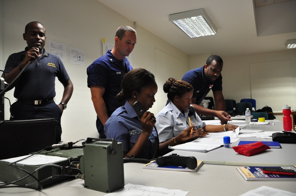 Partner nations, U.S. Coast Guard create mock operations center for Tradewinds 2016