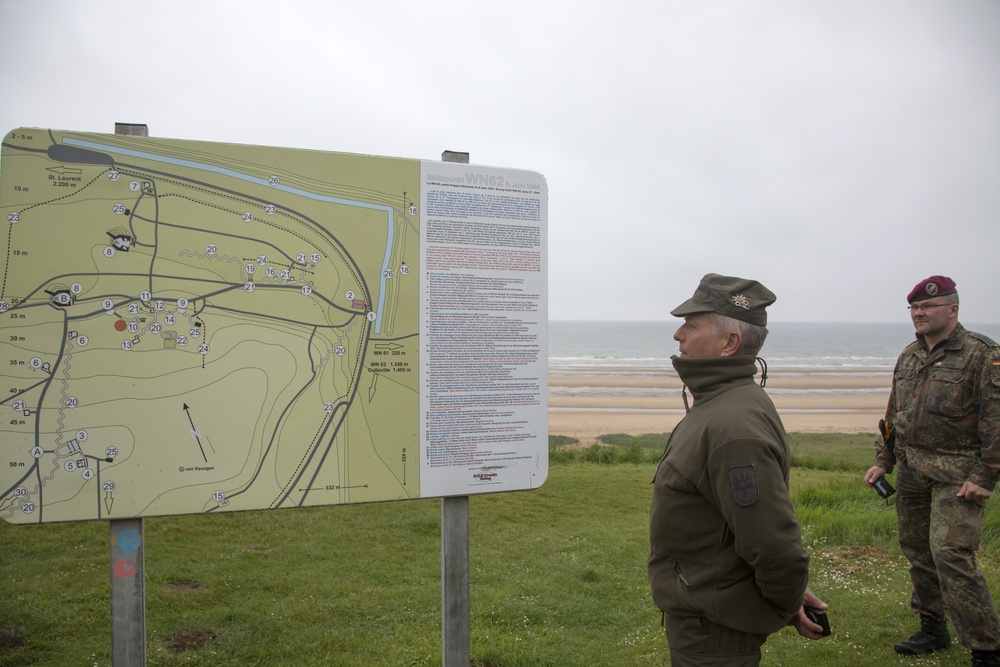 U.S. Army and German paratroopers visit Omaha Beach together