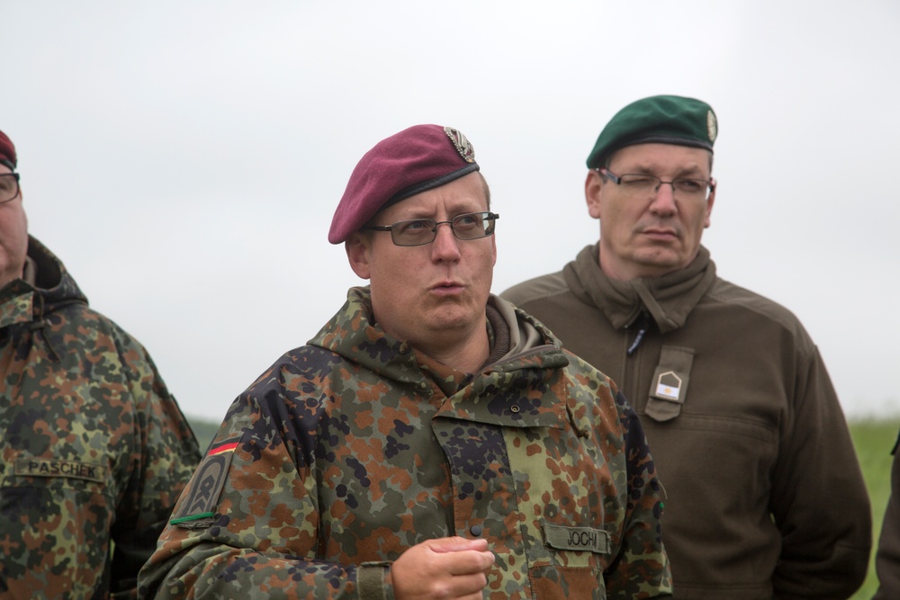 U.S. Army and German paratroopers visit Omaha Beach together