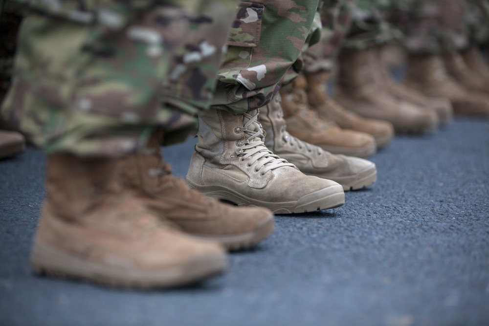 German Soldiers participate in a joint ceremony with U.S. Soldiers in Picauville, France