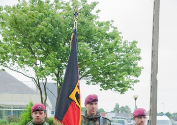 German Soldiers participate in a joint ceremony with U.S. Soldiers in Picauville, France