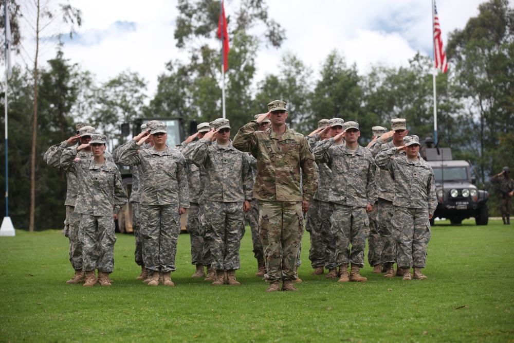 U.S. Army soldiers salute at the closing ceremony for Beyond the Horizon 2016.