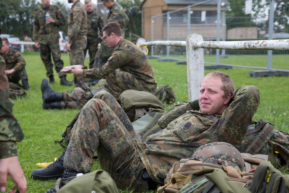 German Soldiers wait for transportation after sustained airborne training