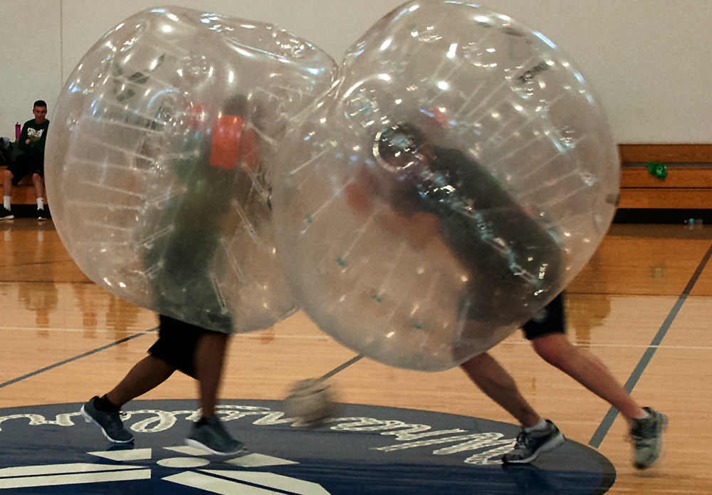 Mighty Ninety collides in bubble soccer