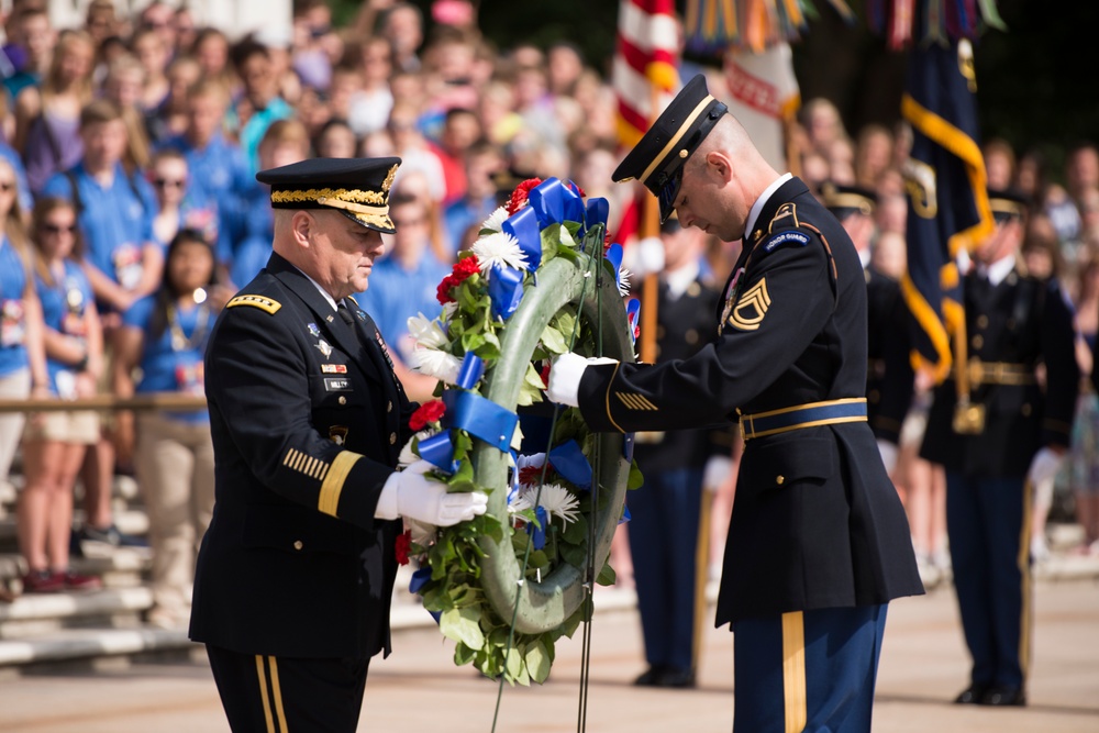 Wreath laying at the Tomb of the Unknown Soldier in Arlington National Cemetery for the Army’s 241st Birthday