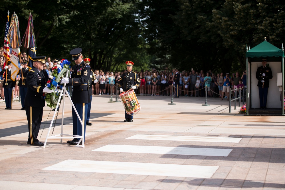 Wreath laying at the Tomb of the Unknown Soldier in Arlington National Cemetery for the Army’s 241st Birthday