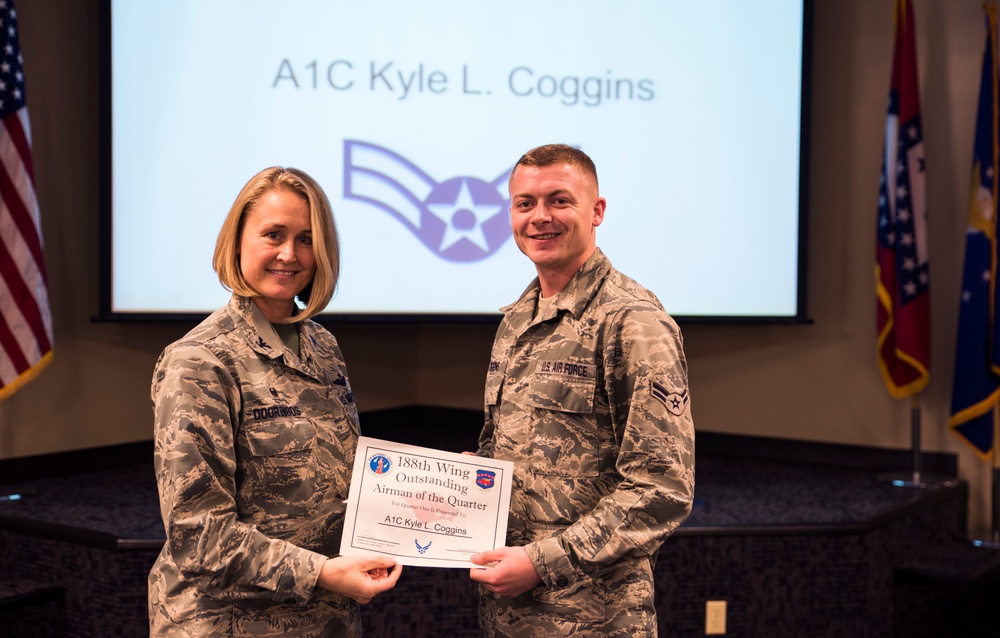 Airmen from the 188th Wing procure Airmen of the Quarter award