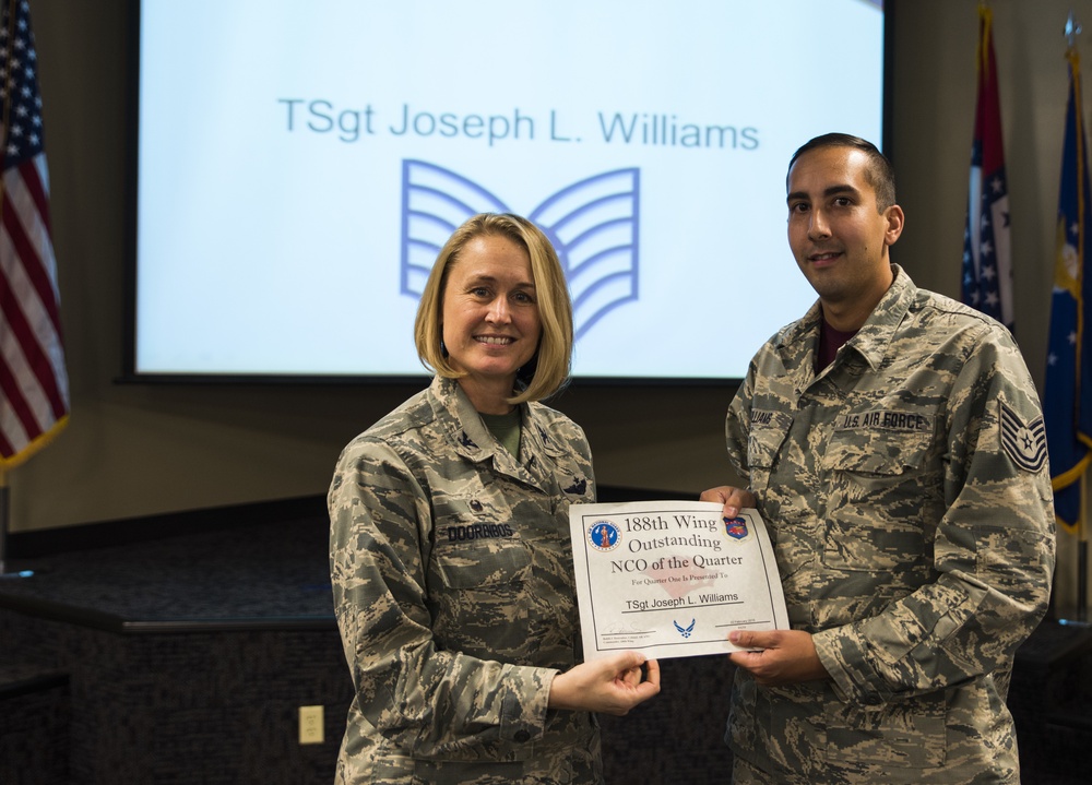 Airmen from the 188th Wing procure Airmen of the Quarter award