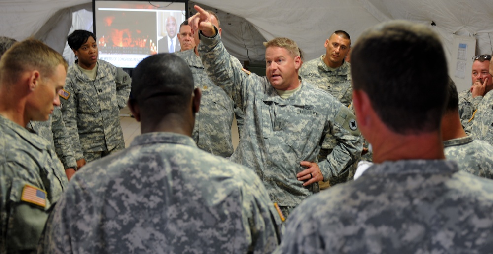 184th Sustainment Command Briefs Information during 155th Armored Brigade Combat Team  during MiBT