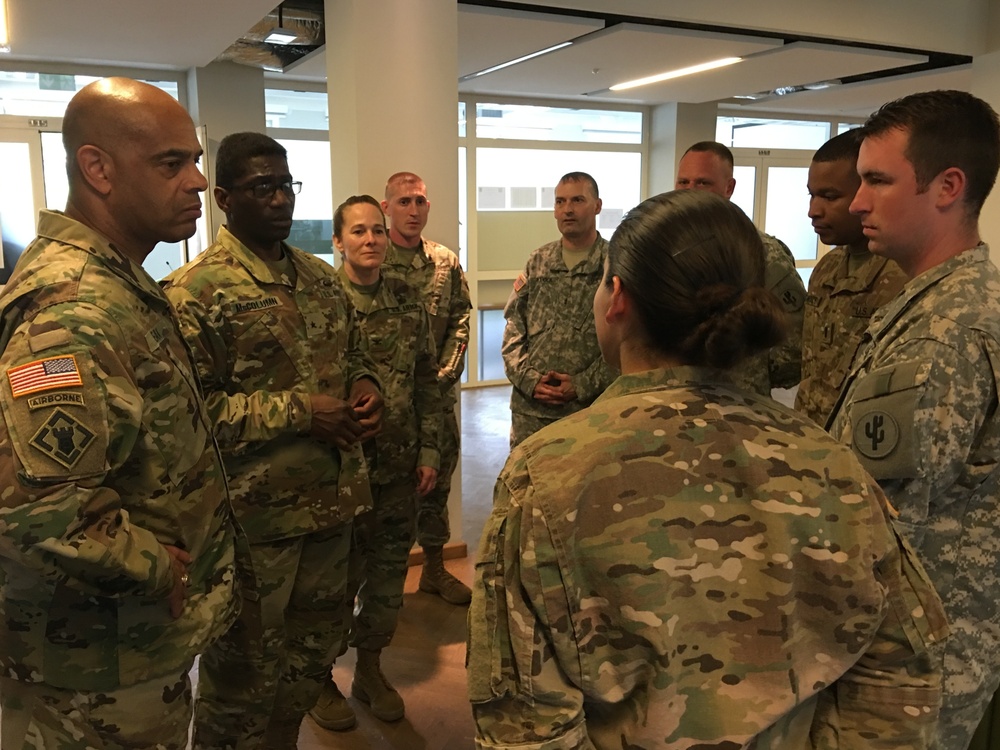103rd ESC command team visit troops serving in Poland for Anakonda 16