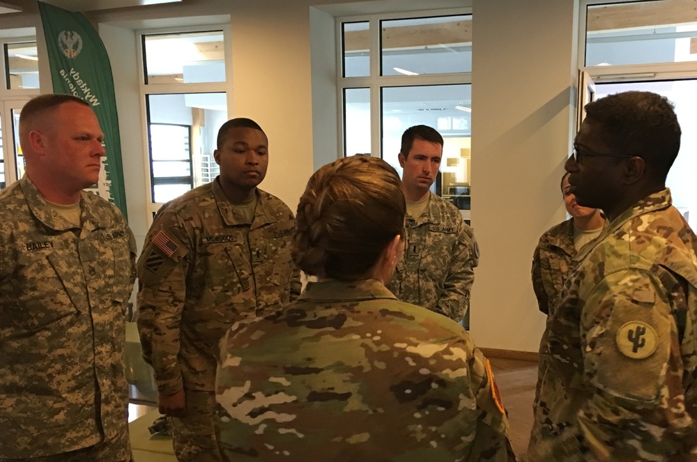 103rd ESC command team visit troops serving in Poland for Anakonda 16