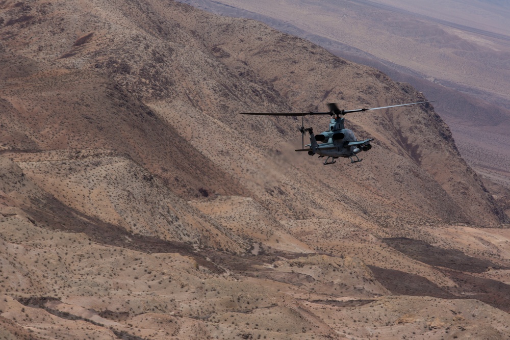 Calling for back up: HMLA-267, 3/7 Marines perform close-air support training