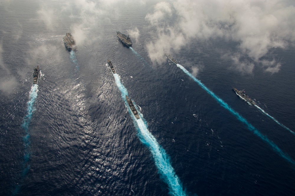 USS John C. Stennis (CVN 74) and USS Ronald Reagan (CVN 76) conduct dual aircraft carrier strike group operations