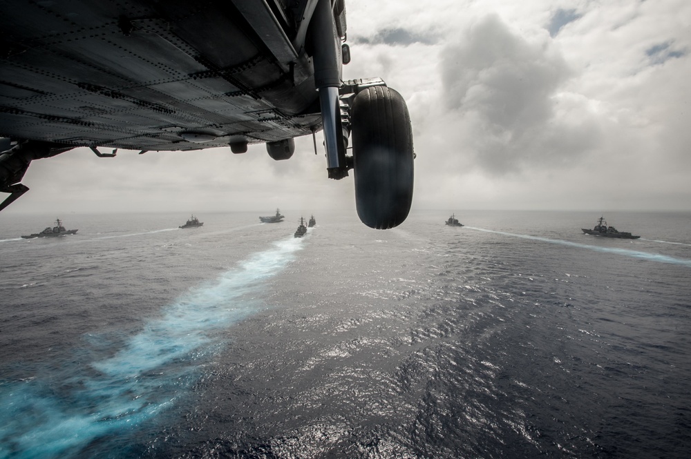 USS John C. Stennis (CVN 74) and USS Ronald Reagan (CVN 76) conduct dual carrier strike group operations